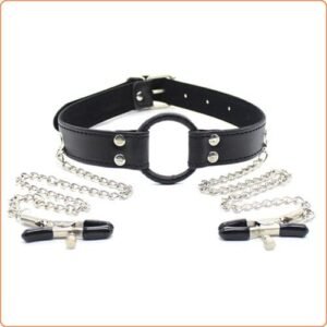 Gag Ring Collar with Nipple Clamps