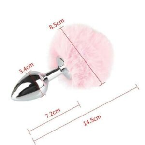 Metal Fluffy Bunny Butt Plug Small