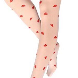 White Thigh High Stockings with Seductive Red Heart Motif and White Bows